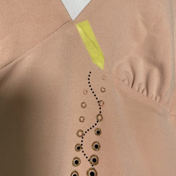 Vintage Peach Halter Top Medium Embellished Y2K Summer Boho Casual Flowy Babydol - Picture 6 of 7